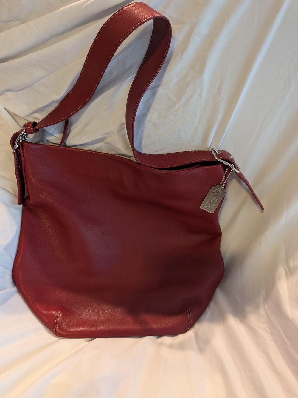 Vintage Coach Red Leather Legacy Duffle Sac Bucket Bag 9151 Handtage Clean